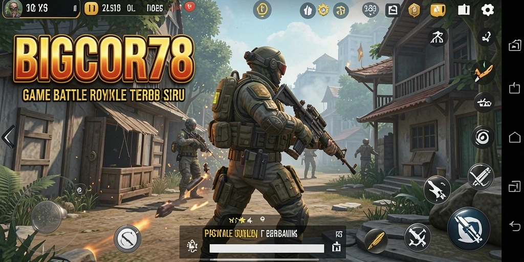 Tampilan seru dari gameplay BIGCOR78 yang menampilkan pertarungan Battle Royale.