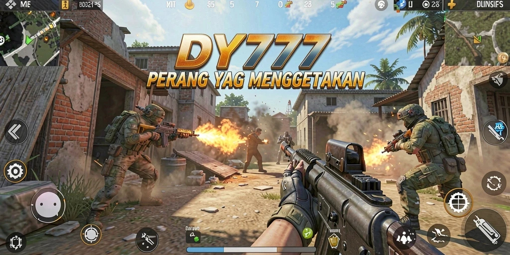 Tampilan gameplay menegangkan dari DY777 dalam aksi FPS.
