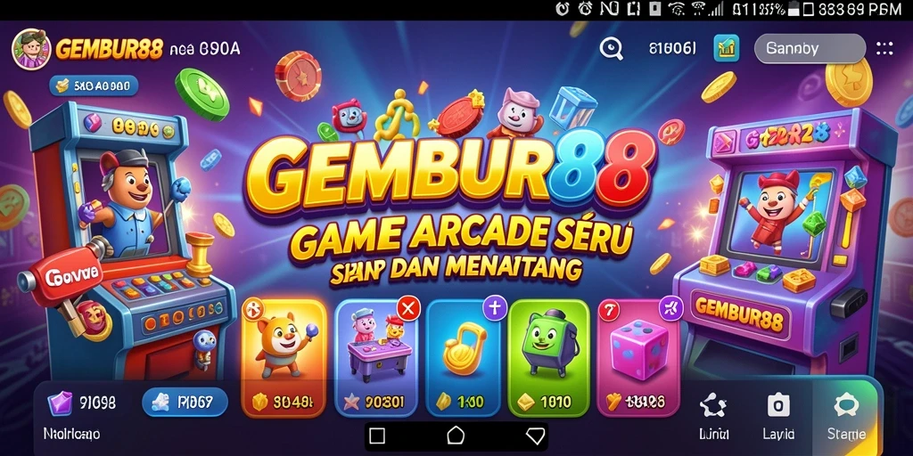 Tangkapan layar gameplay GEMBUR88 yang menampilkan aksi seru dan tantangan Arcade.