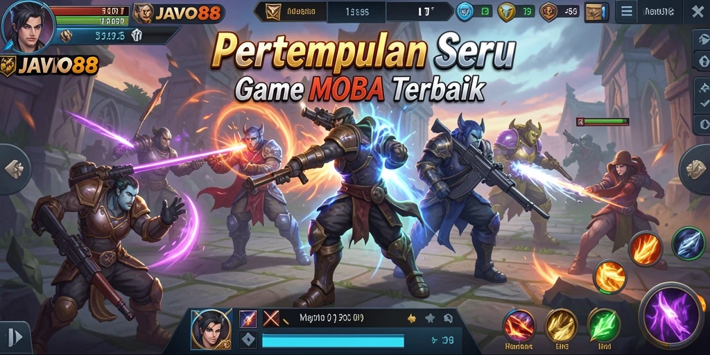 Screenshot gameplay <strong>JAVO88</strong> menunjukkan aksi pertempuran seru dalam arena.