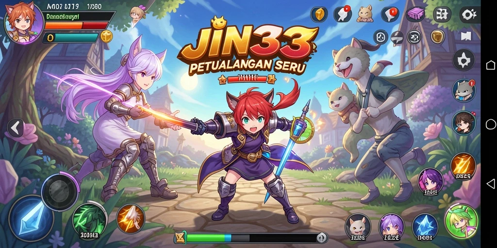 Tampilan gameplay yang penuh aksi dan karakter anime yang menawan.