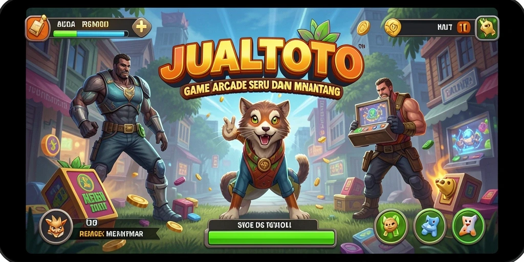Screenshot JUALTOTO menampilkan momen seru dalam gameplay Arcade.
