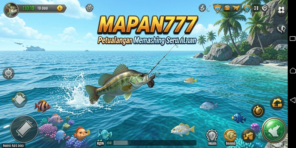 Gameplay seru MAPAN777 saat memancing di lautan.