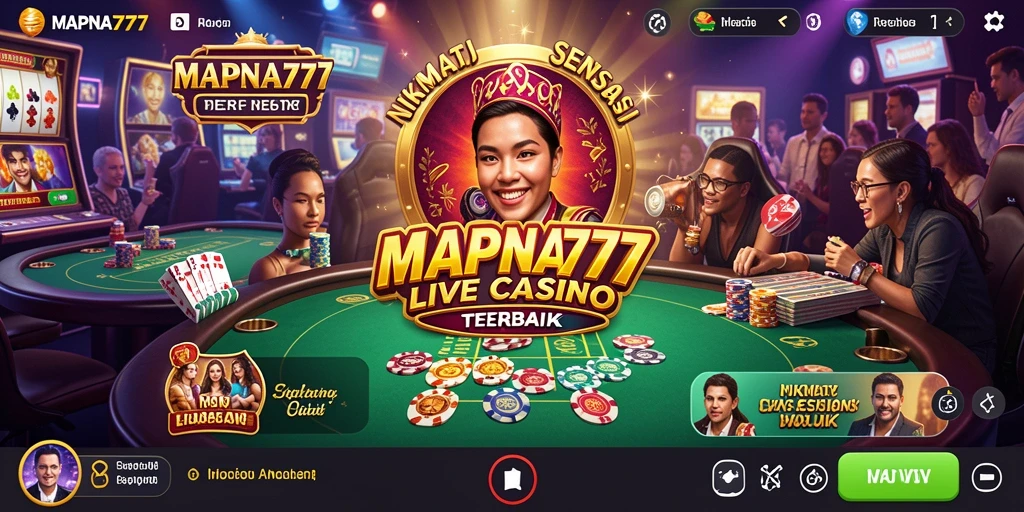 Tampilan utama gameplay Live Casino di MAPNA777 dengan dealer langsung dan meja permainan.