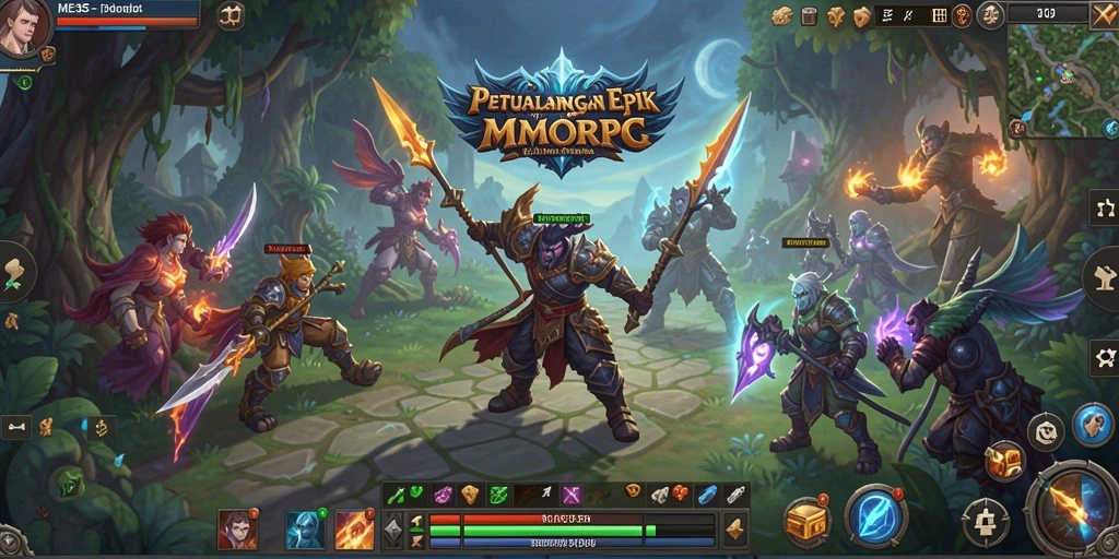Screenshot ME355 menampilkan aksi pertempuran seru di dunia MMORPG.