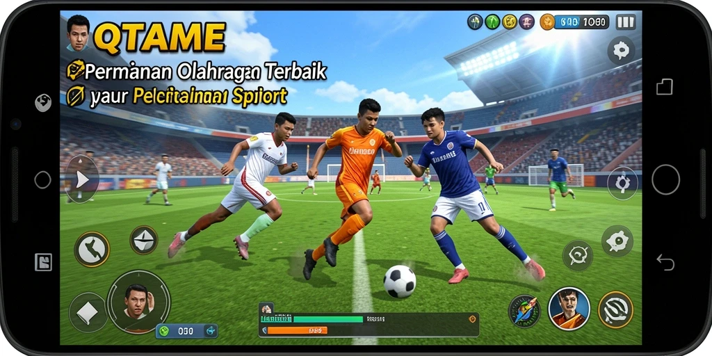 Tangkapan layar QTGAME menampilkan pengalaman bermain olahraga yang seru.