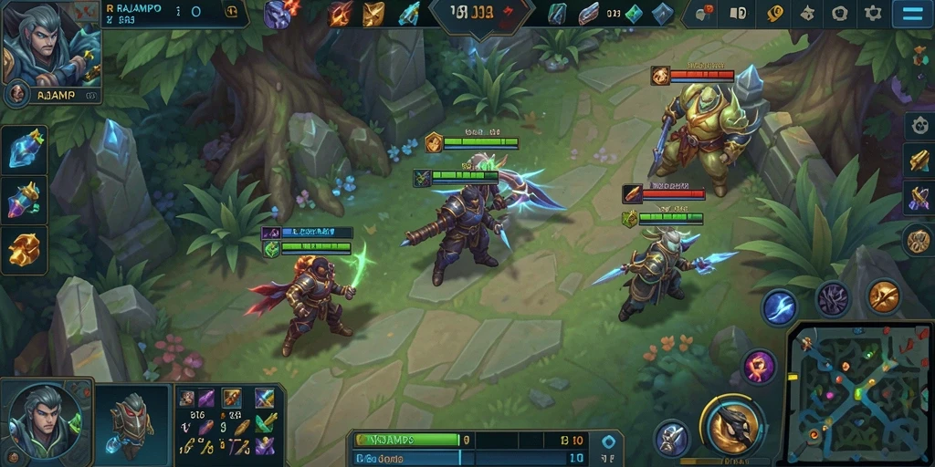 Tangkapan layar menarik dari gameplay RAJAMPO dengan pertarungan intens.