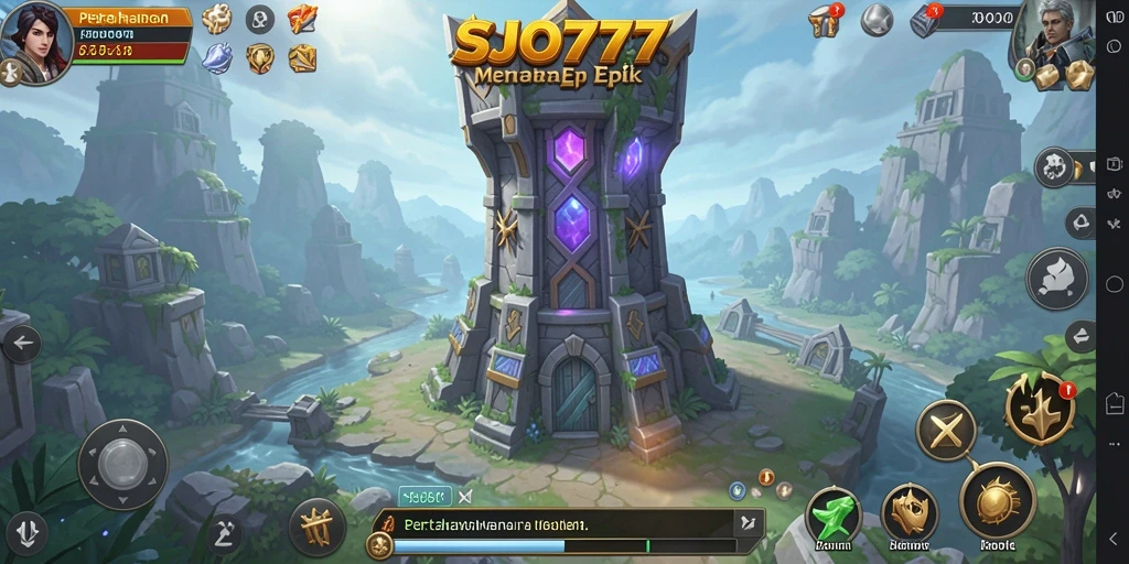 Tangkapan layar gameplay SJO777 yang menggambarkan pertahanan menara yang intens.