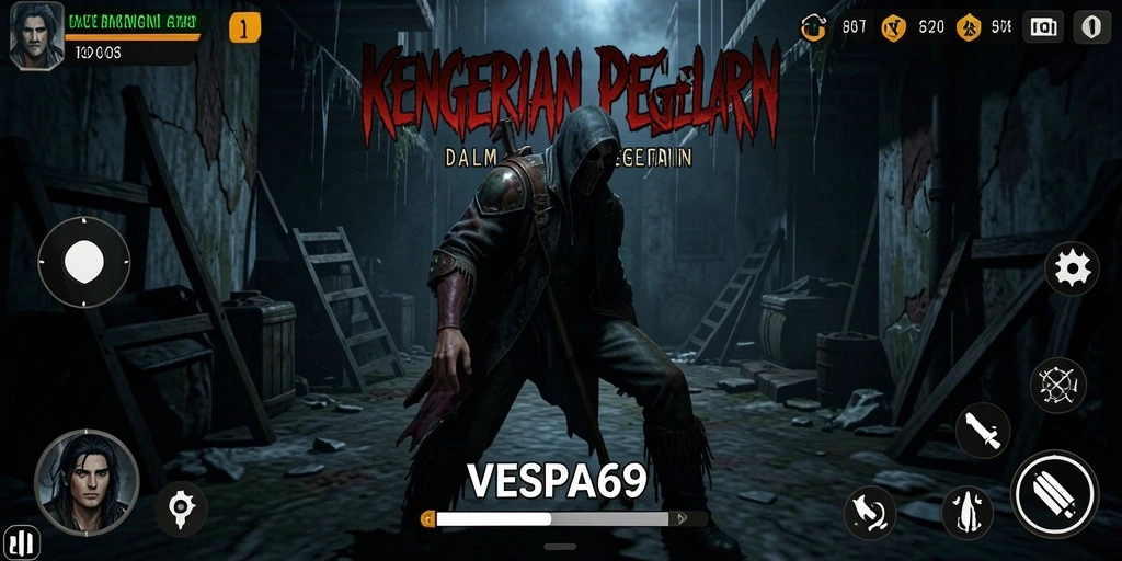 Tangkapan layar VESPA69 menampilkan momen mencekam saat menjelajahi area gelap.